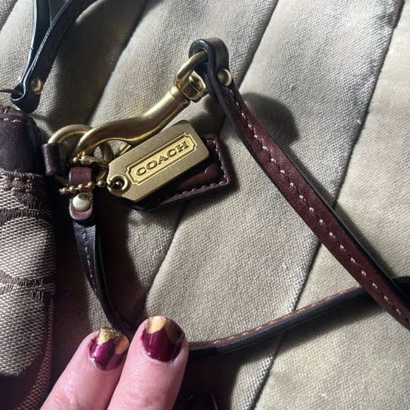 Coach Brown Leather Wristlet with Gold Accents - Picture 4 of 7